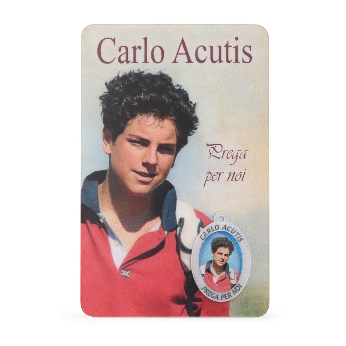 Plasticized Holy Card of Saint Carlo Acutis with Prayer