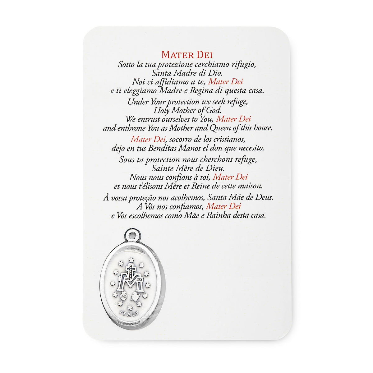 Plasticized Holy Card of Mater Ecclesiae