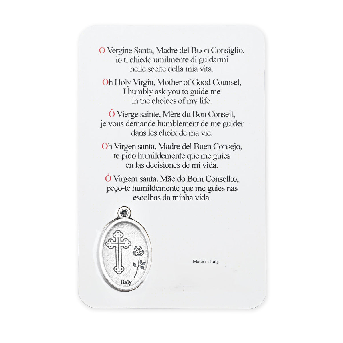 Plasticized Holy Card of Our Lady of Good Counsel