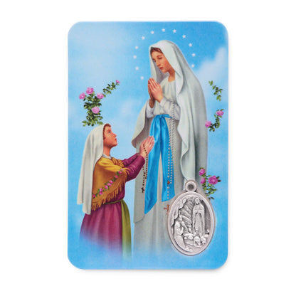 Plasticized Holy Card of Our Lady of Lourdes