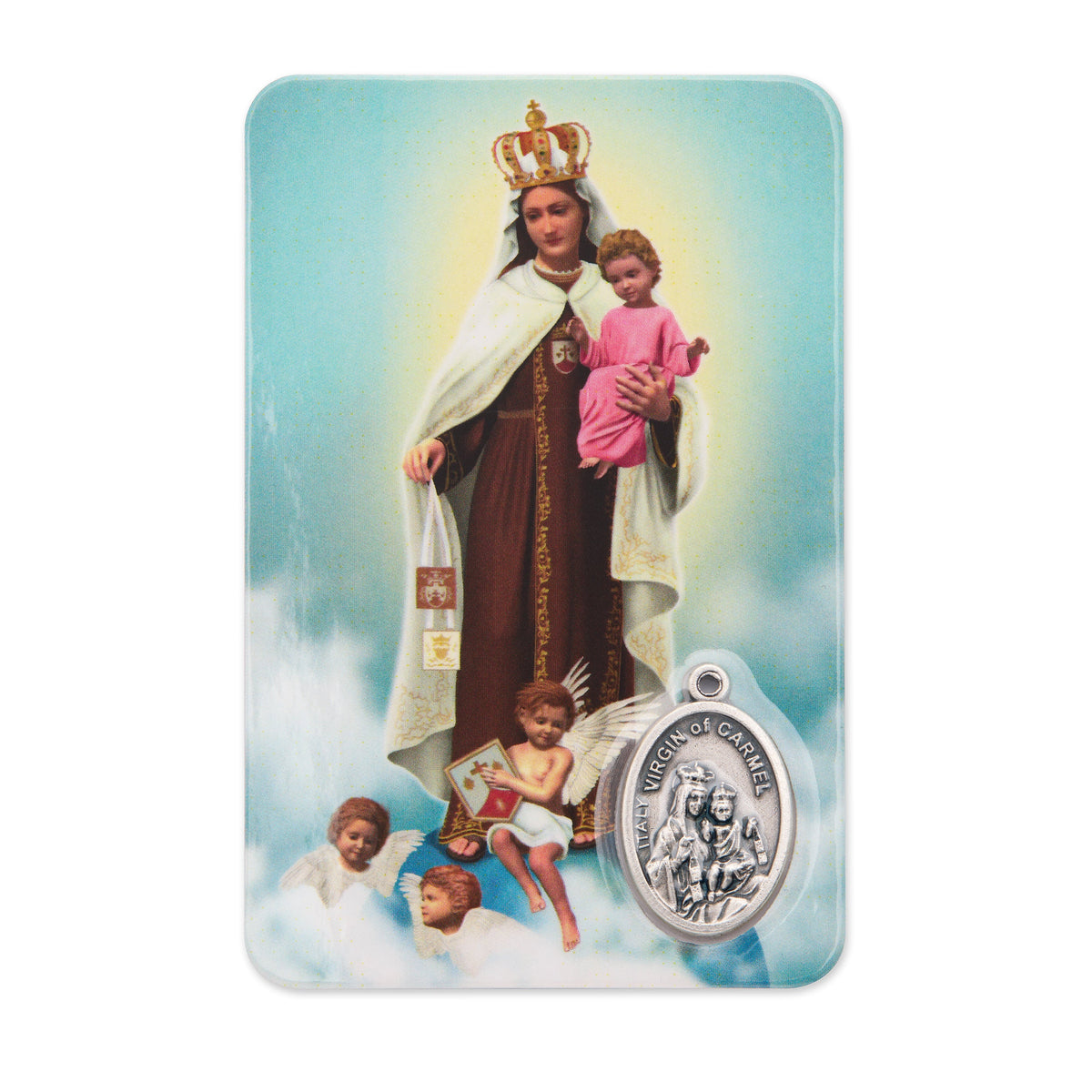 Plasticized Holy Card of Our Lady of Mount Carmel