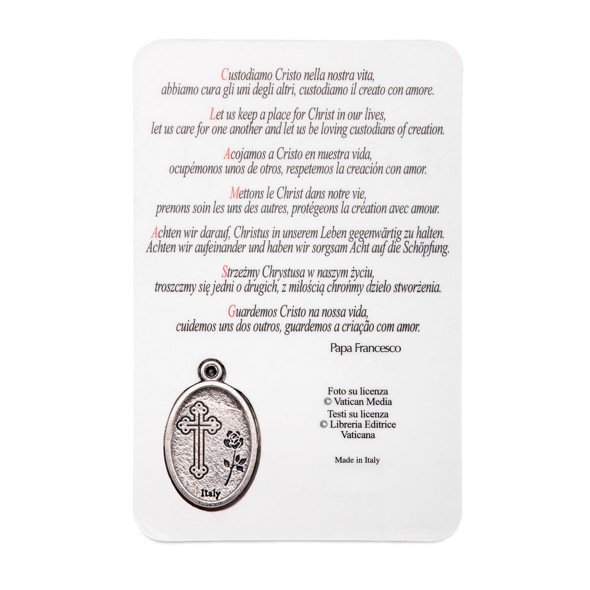 Plasticized Holy Card of Pope Francis