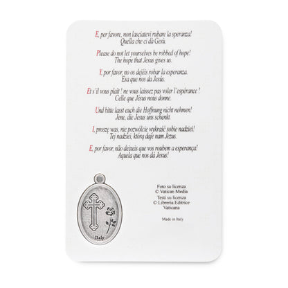 Plasticized Holy Card of Pope Francis and St. Peter's Basilica with Jubilee 2025 Logo