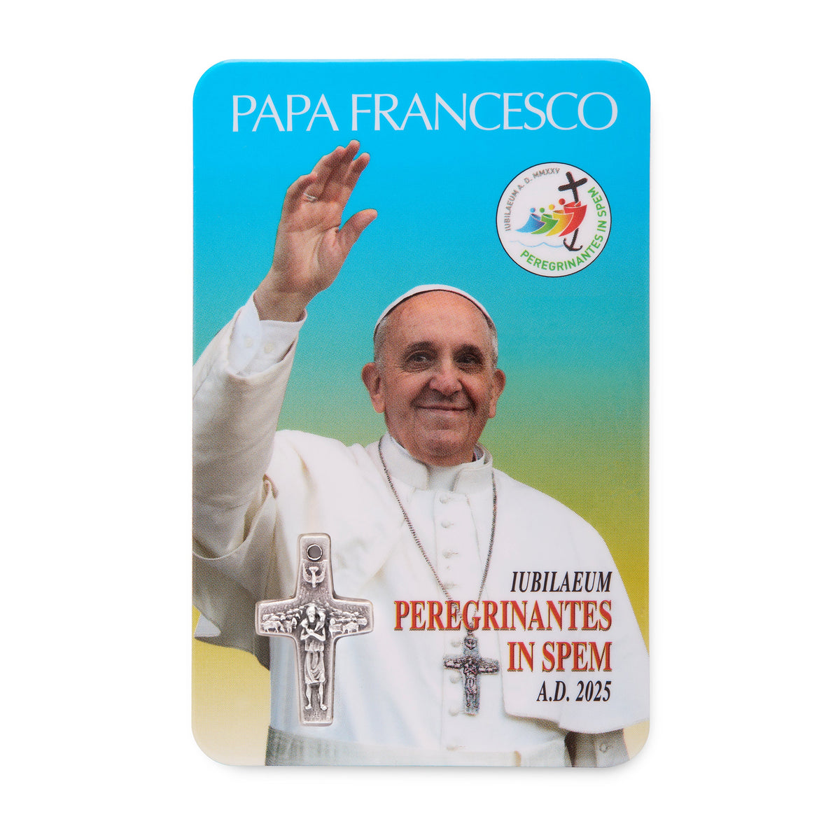 Plasticized Holy Card of Pope Francis with Jubilee 2025 Logo