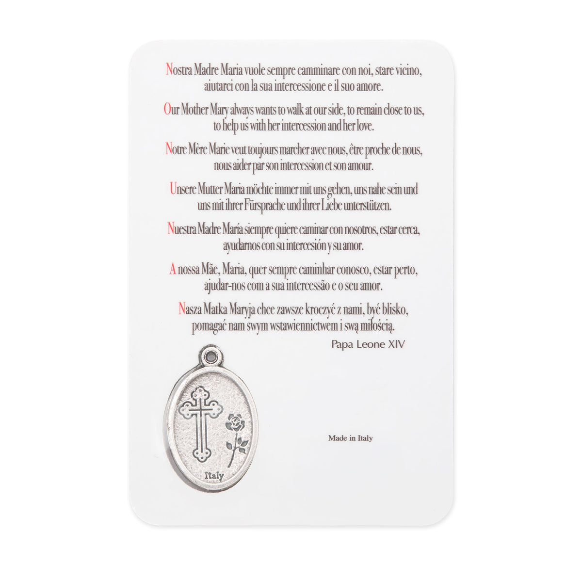 Plasticized Holy Card of Pope Leo XIV in Prayer