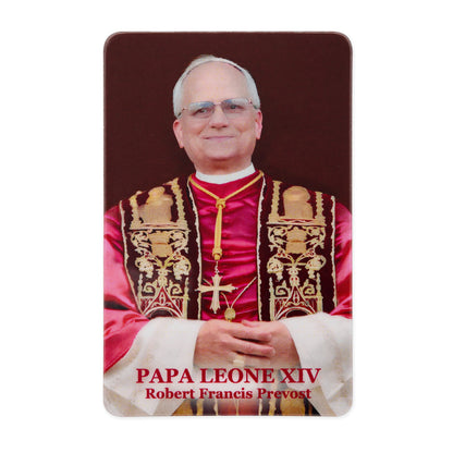 Plasticized Holy Card of Pope Leo XIV with Ceremonial Vestments