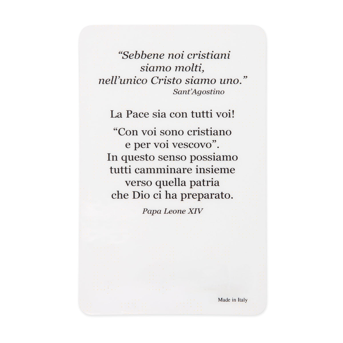Plasticized Holy Card of Pope Leo XIV with Ceremonial Vestments