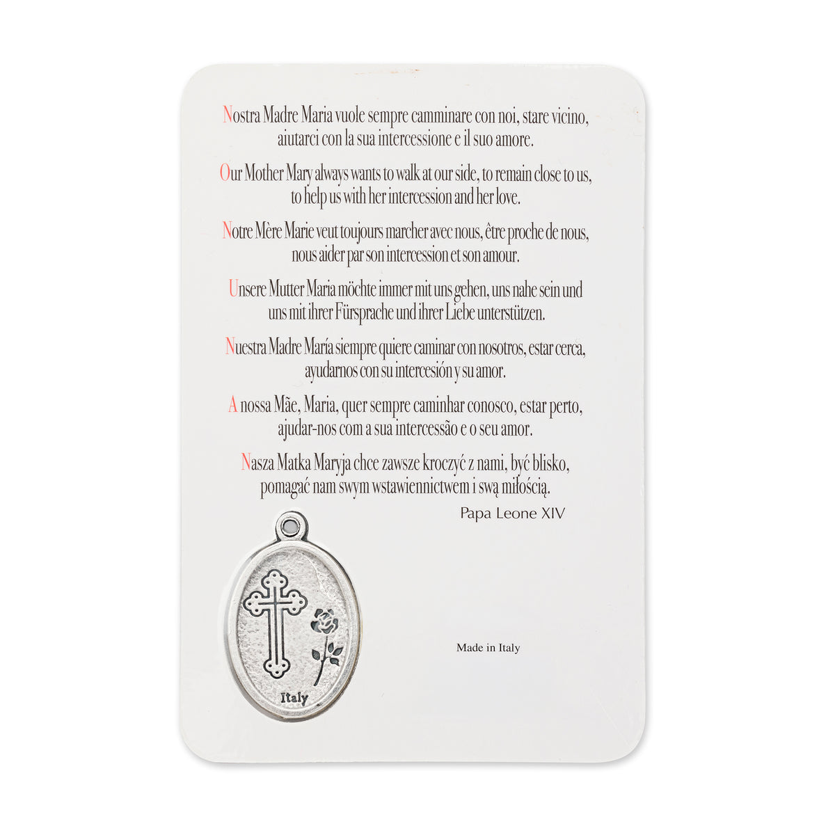 Plasticized Holy Card of Pope Leo XIV with Light Blue Background