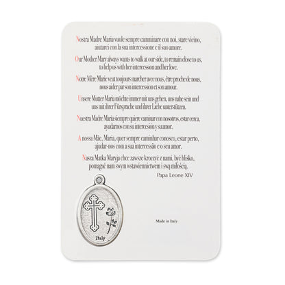 Plasticized Holy Card of Pope Leo XIV with Light Blue Background