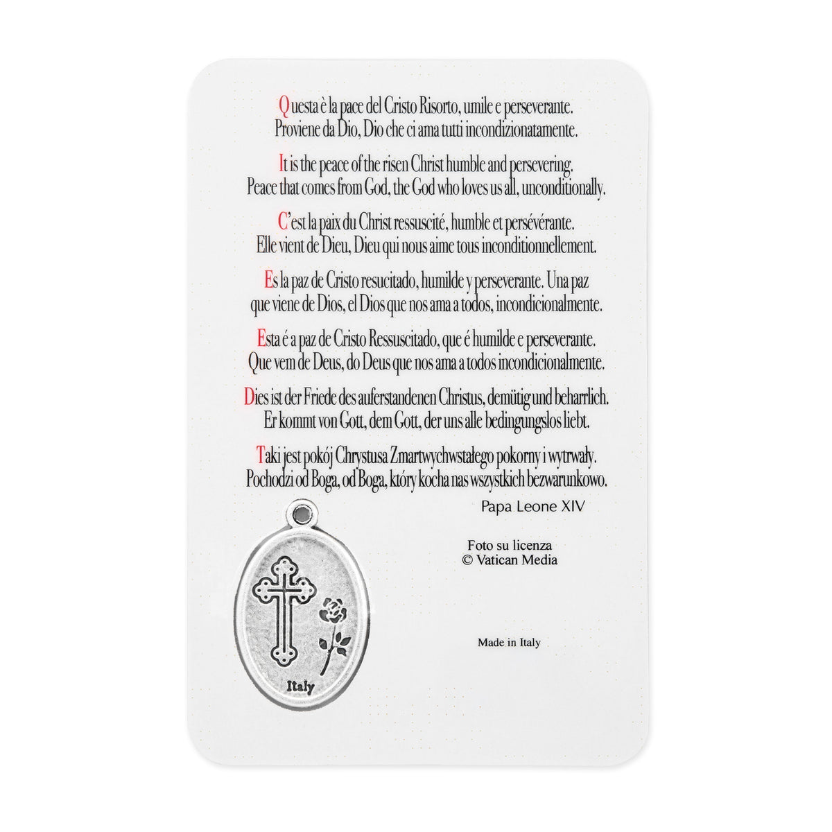 Plasticized Holy Card of Pope Leo XIV with St. Peter's Dome