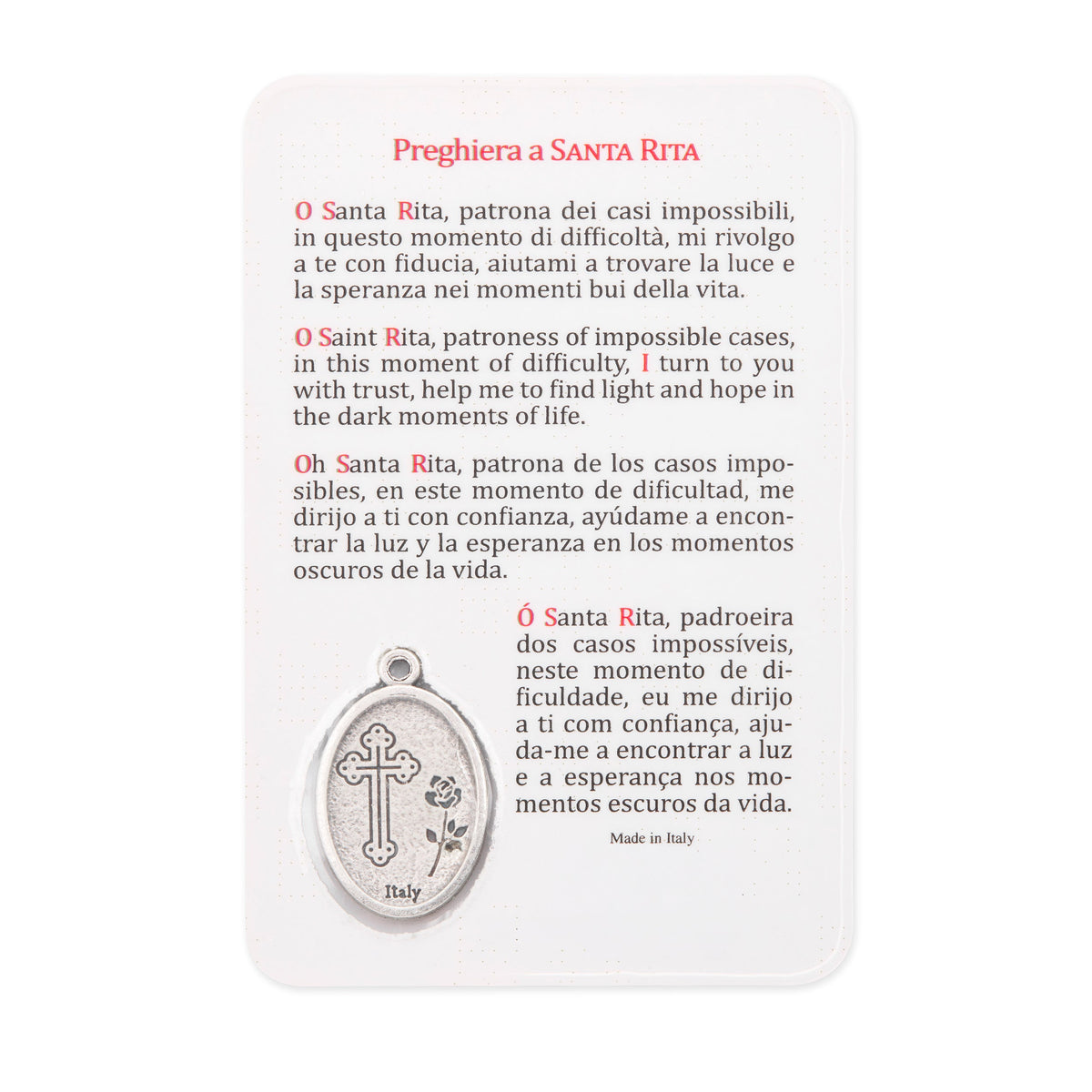 Plasticized Holy Card of Saint Rita of Cascia
