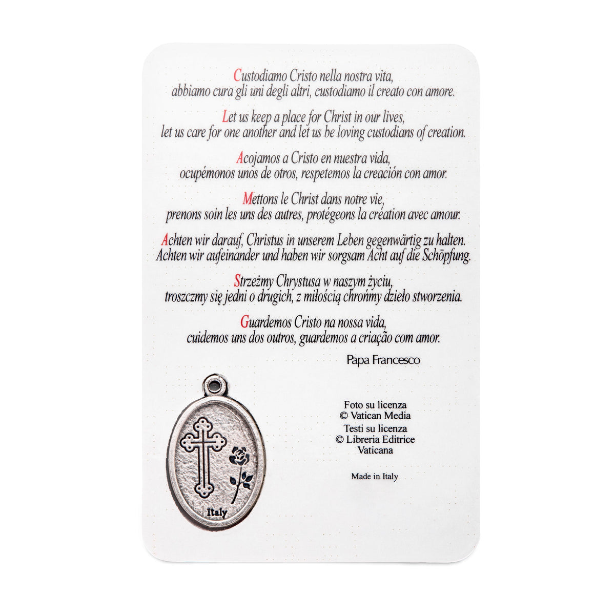 Pope Francis Laminated Prayer Card in Orange