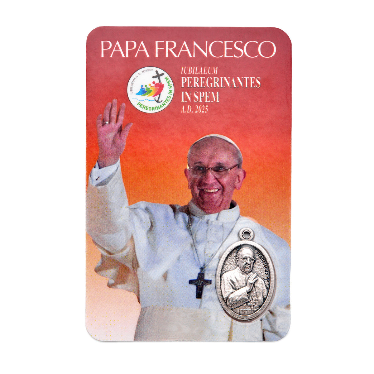 Pope Francis Laminated Prayer Card in Orange