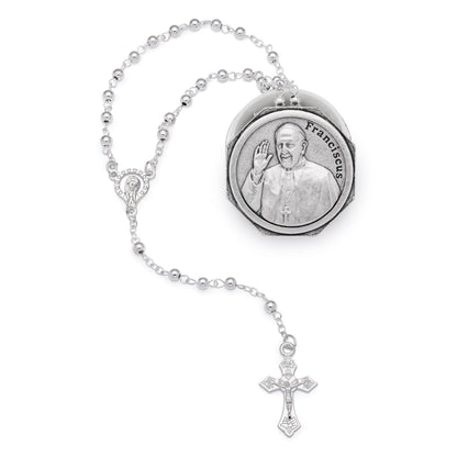 Pope Francis Octagonal Rosary Case with Rosary