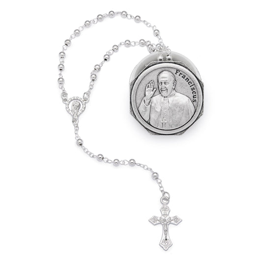 Pope Francis Octagonal Rosary Case with Rosary