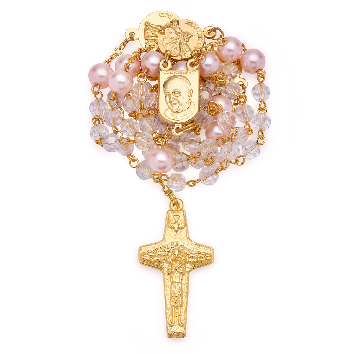 Pope Francis Pearl and Glass Rosary