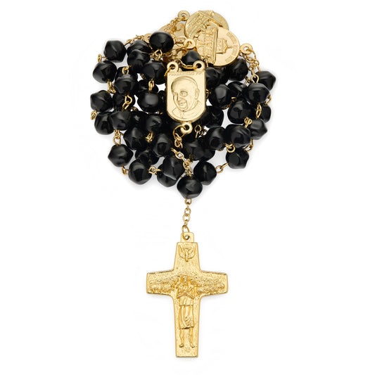 Pope Francis Rosary in Black Stones