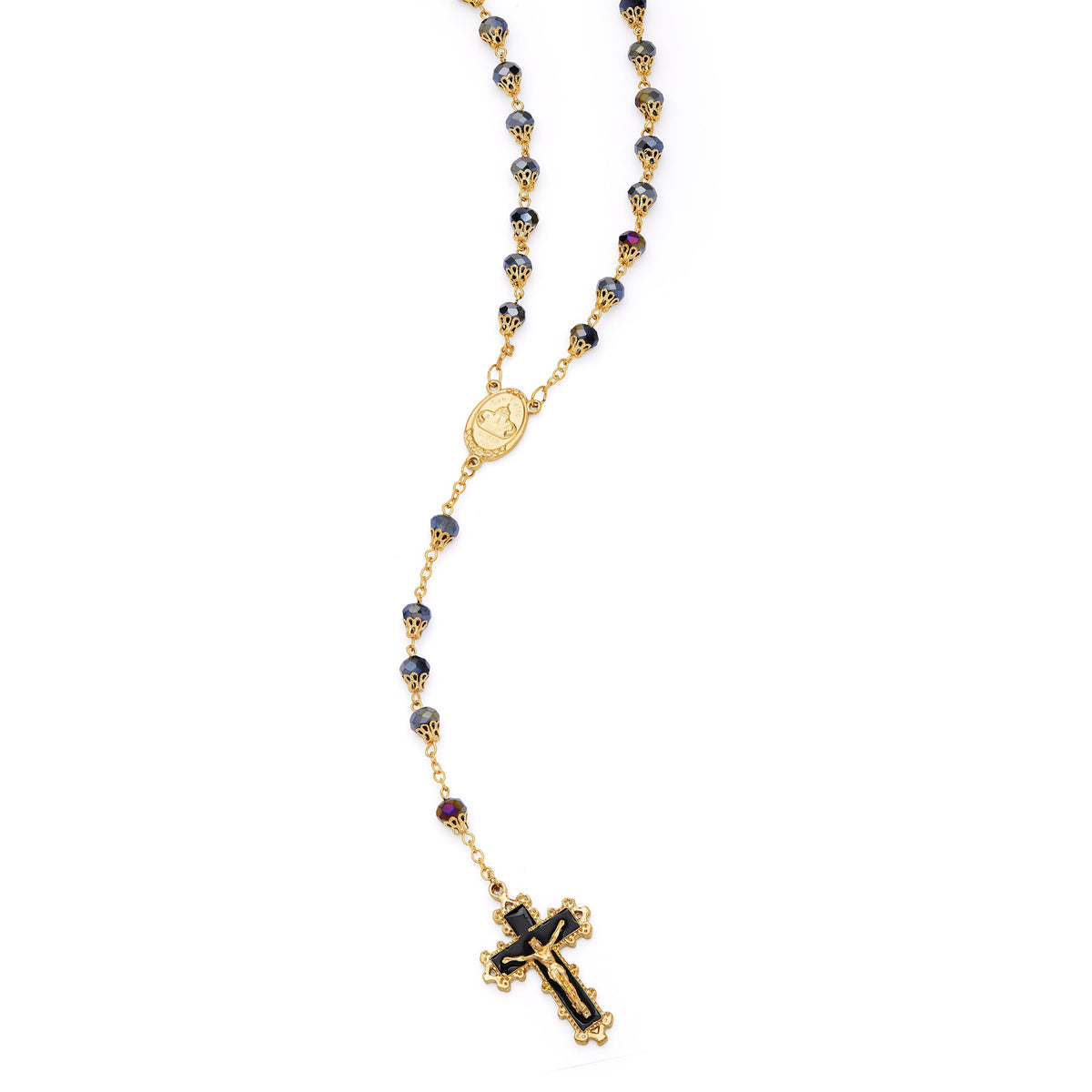 Pope Francis Rosary with Black Balloon-shape Crystal Beads
