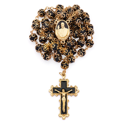 Pope Francis Rosary with Black Capped Crystal Beads