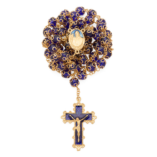 Pope Francis Rosary with Blue Capped Crystal Beads