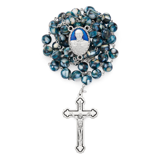 Pope Francis Rosary with Blue Shell Beads