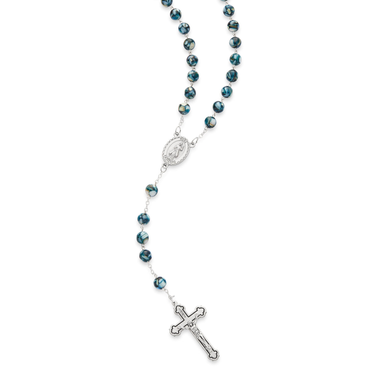 Pope Francis Rosary with Blue Shell Beads