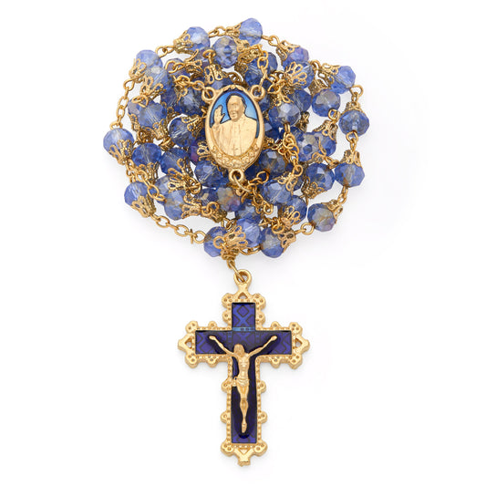 Pope Francis Rosary with Light Blue Balloon-shape Crystal Beads