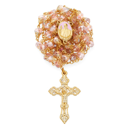 Pope Francis Rosary with Pink Balloon-shape Crystal Beads