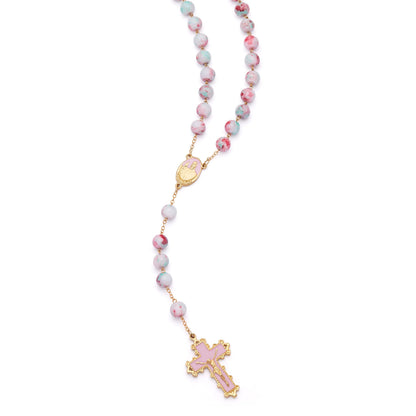Pope Francis Rosary with Pink Variegated Beads