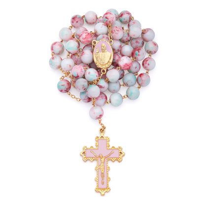 Pope Francis Rosary with Pink Variegated Beads