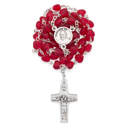 Pope Francis Rosary with Red Heart Beads