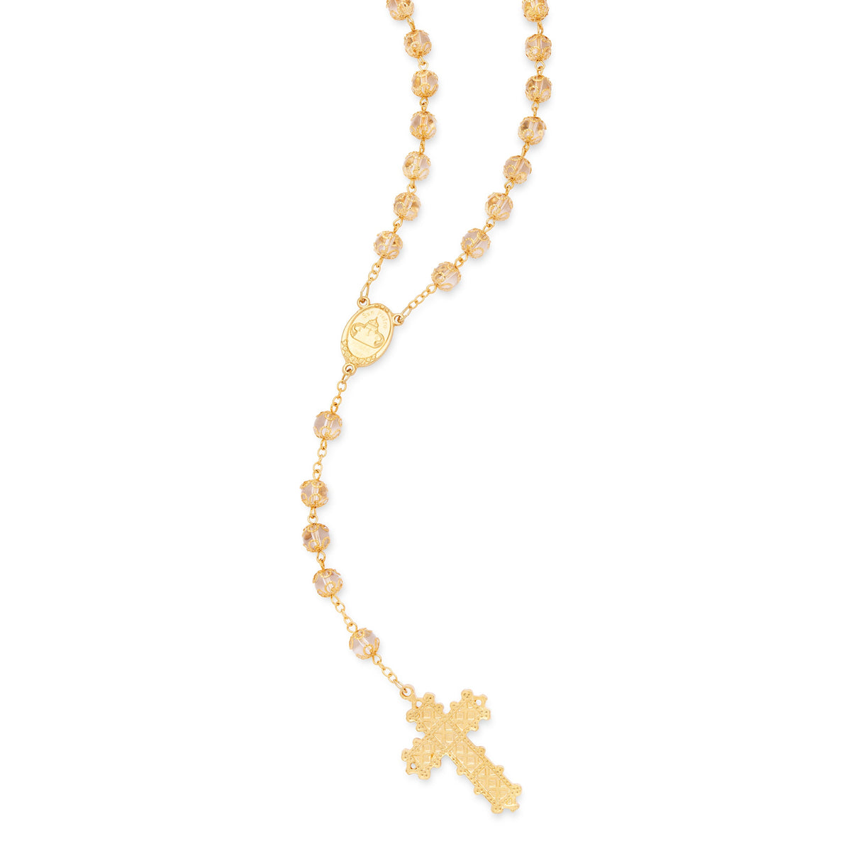 Pope Francis Rosary with White Capped Crystal Beads