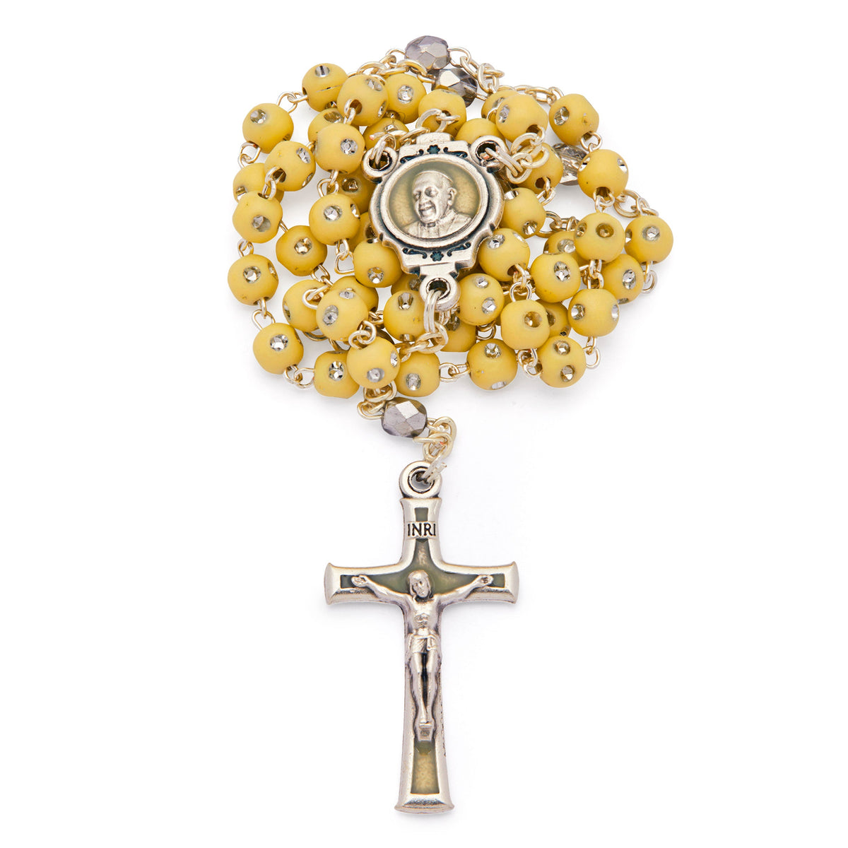 Pope Francis Rosary with Yellow Beads