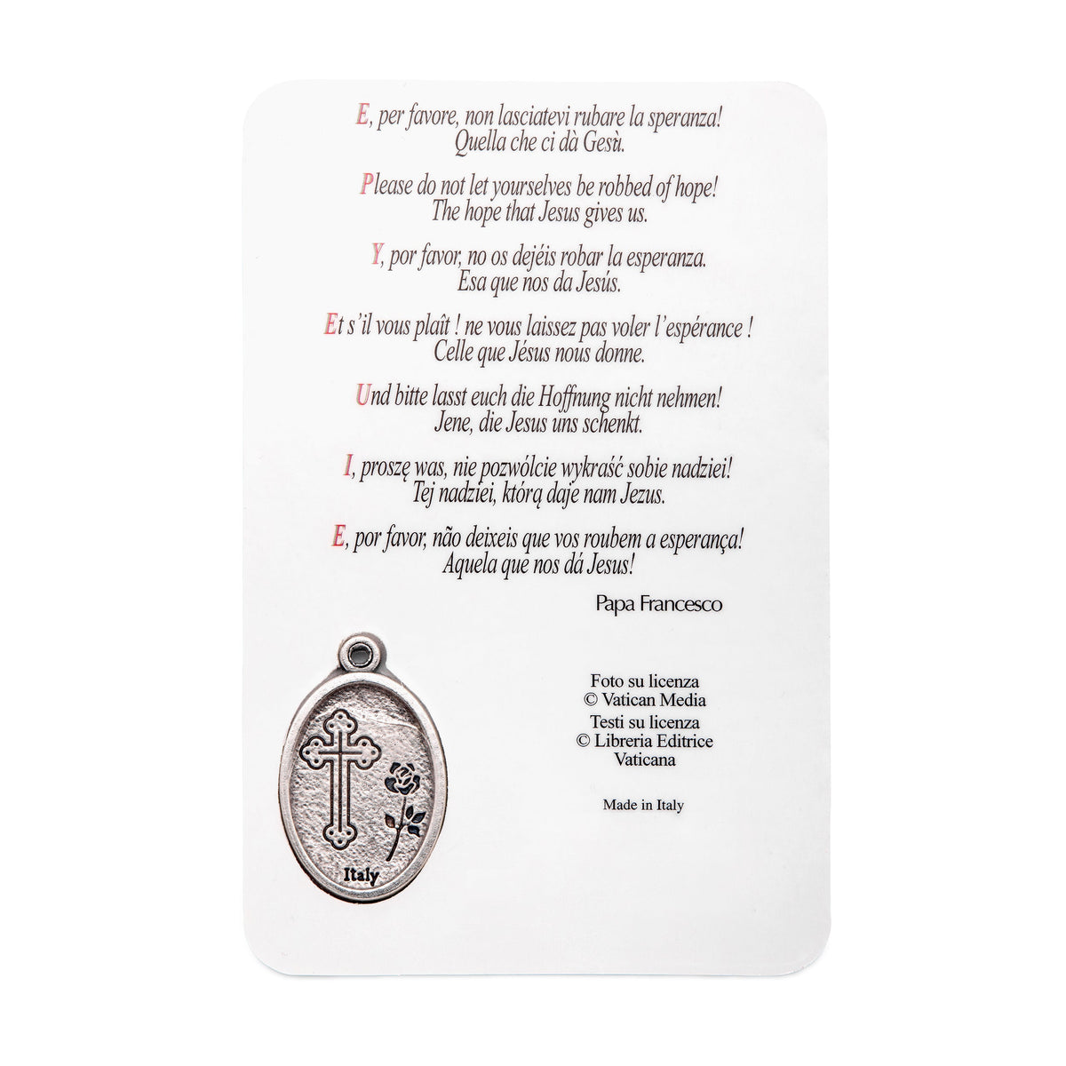 Pope Francis Thumbs Up Plastified Prayer Card
