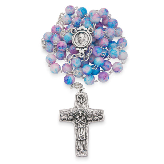 Pope Francis Variegated Glass Rosary Beads