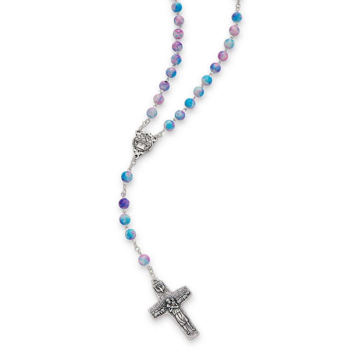 Pope Francis Variegated Glass Rosary Beads