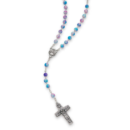 Pope Francis Variegated Glass Rosary Beads