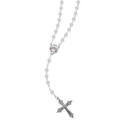 Pope Leo XIV Rosary with White Crystal Beads