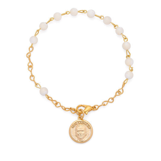 Pope Leo XIV Bracelet in Gold-Tone with Synthetic Pearl Beads