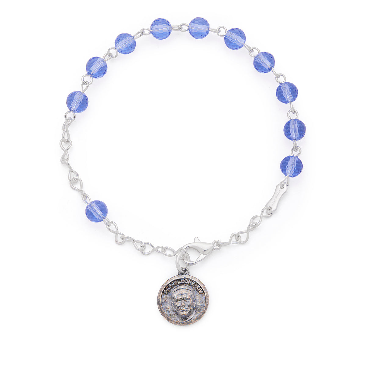 Pope Leo XIV Bracelet with Blue Crystal Beads