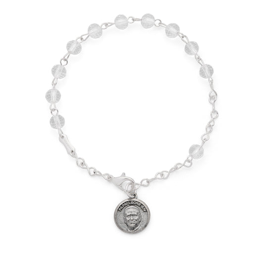 Pope Leo XIV Bracelet with Clear Crystal Beads