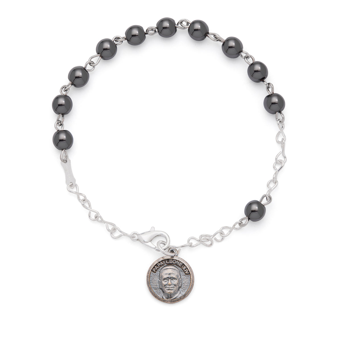 Pope Leo XIV Bracelet with Hematite Beads