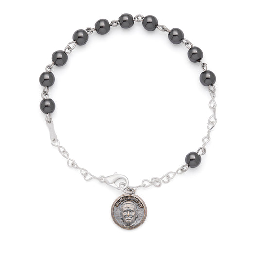 Pope Leo XIV Bracelet with Hematite Beads