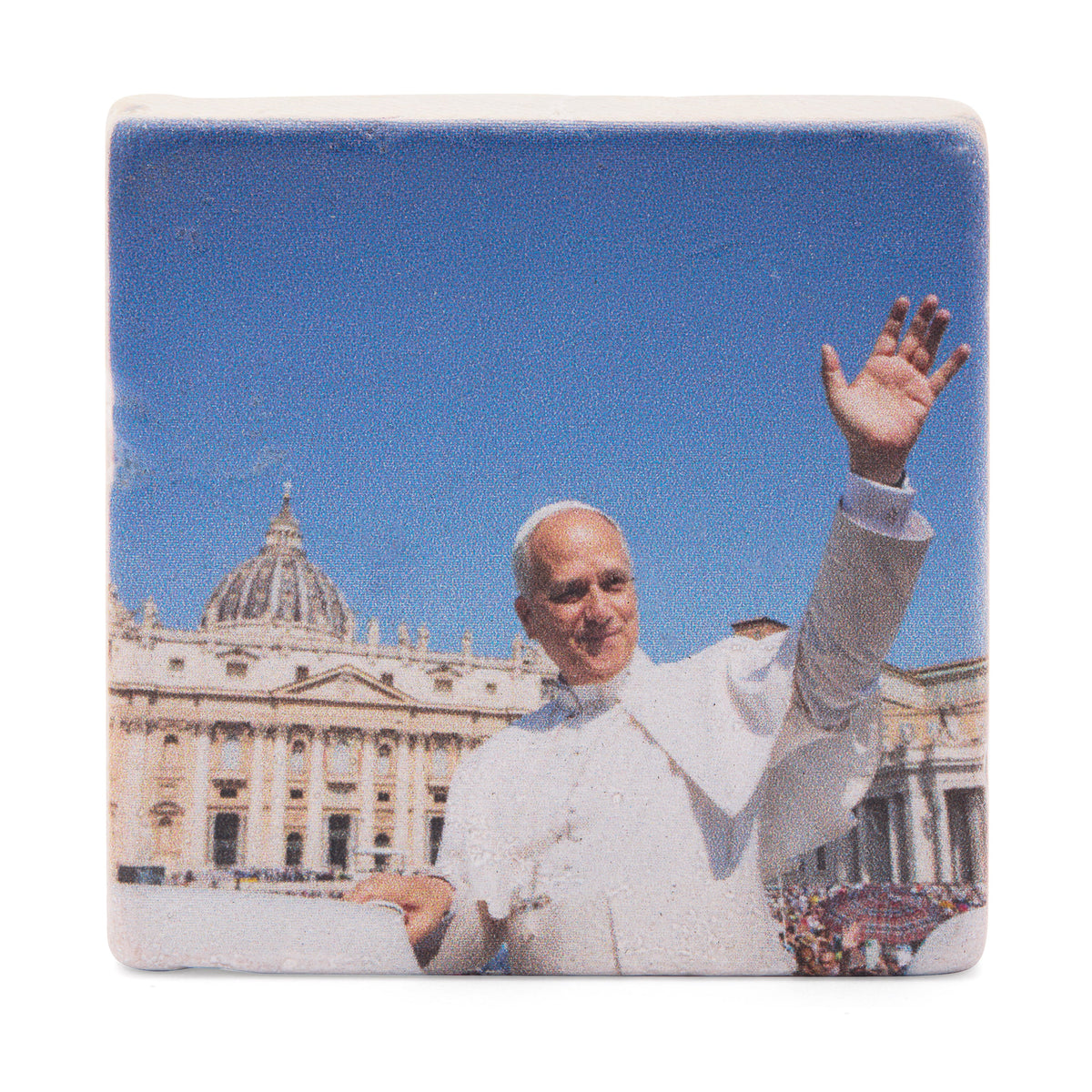 Pope Leo XIV Marble Dust Magnet with St. Peter's Basilica