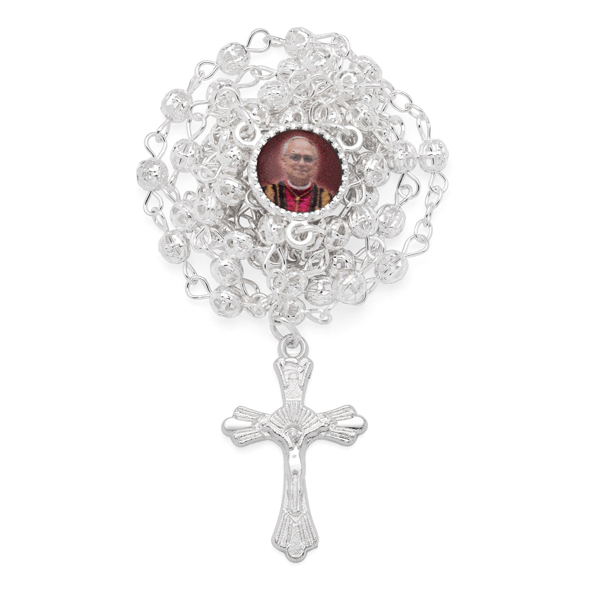 Pope Leo XIV Metal Rosary Case with Metal Rosary