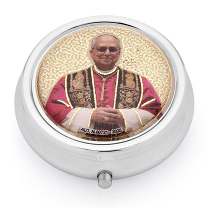 Pope Leo XIV Metal Rosary Case with Metal Rosary
