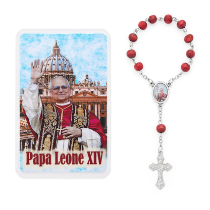 Pope Leo XIV One-Decade Rosary with Prayer Card