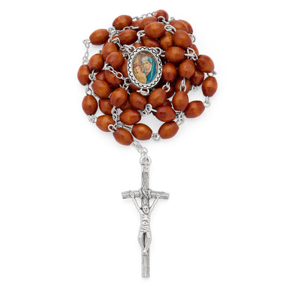 Pope Leo XIV Red Rosary Case with Wood Rosary