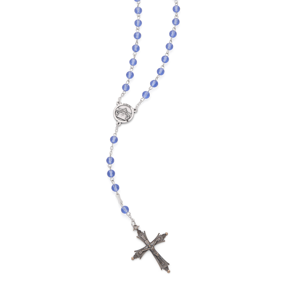 Pope Leo XIV Rosary in with Blue Crystal Beads