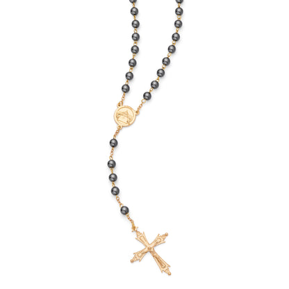 Pope Leo XIV Rosary in Gold-Tone with Hematite Beads